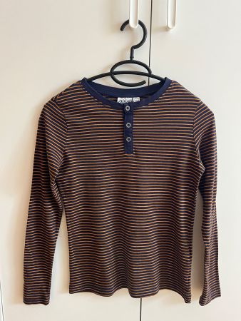 Shirt langarm gestreift, orange/blau, Gr. 134/140