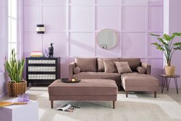 Ecksofa Laona Samt Pauno: Mauve mit Bank