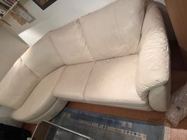 Leder Sofa, schweizerisch, creme,