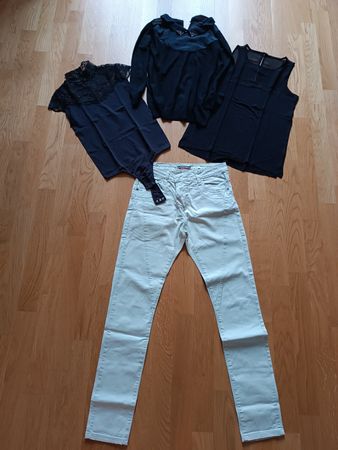 Set Hose Shirt Pulli Spitze mint schwarz gold, Grösse XS/S