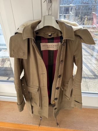 Burberry Parka Übergangsjacke Shearling Khaki Gr 34