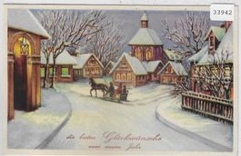 Die besten Glückwünsche zum neuen Jahr - Dorf im Winter