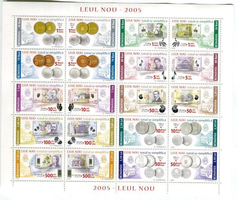 Tutti i francobolli: Block "Banknoten & Münzen". Rumänien – Nuovo e nell'imballaggio originale da Basel venduto da Butsch5