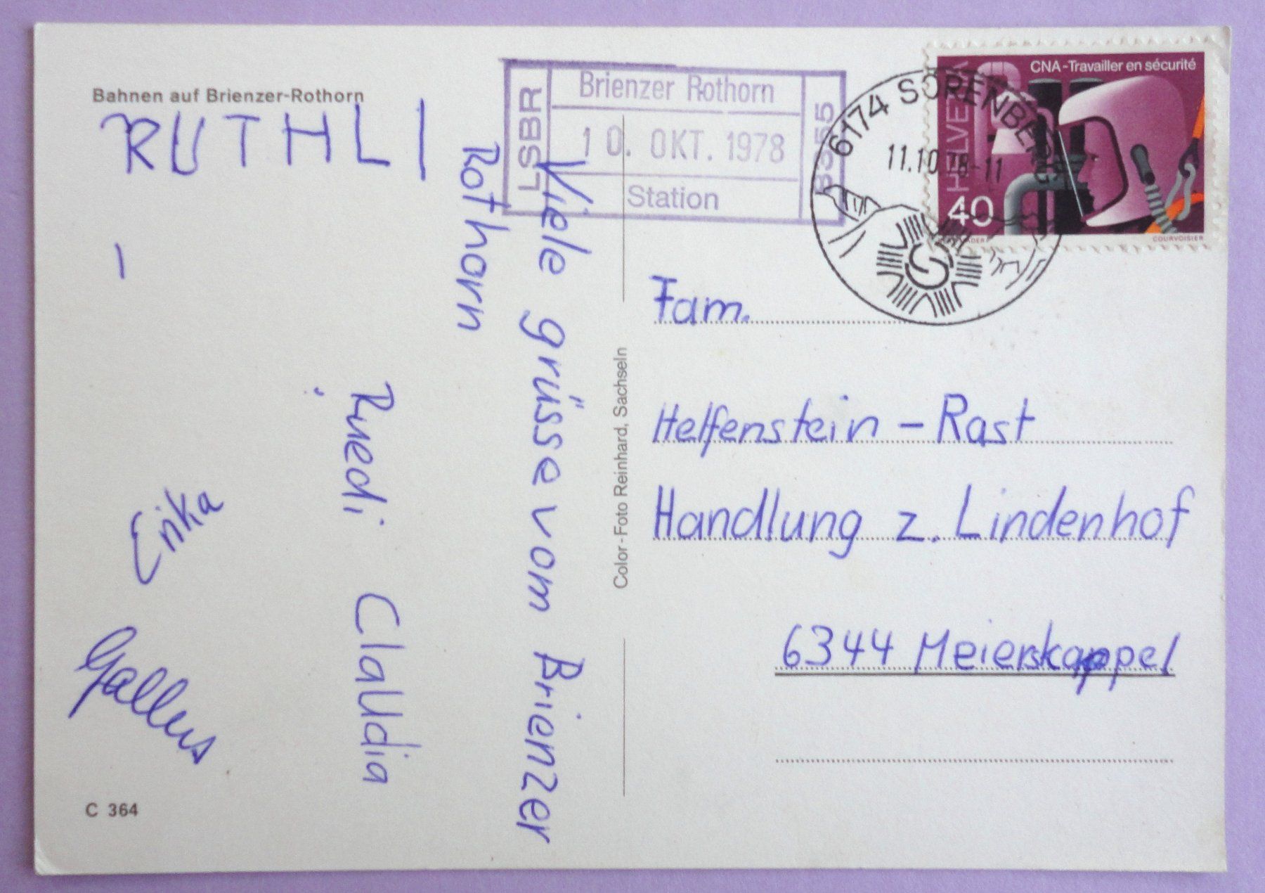 Cartes postales: Brienzer-Rothorn 2349 m – D'occasion à Fétigny par Billy2miny 1