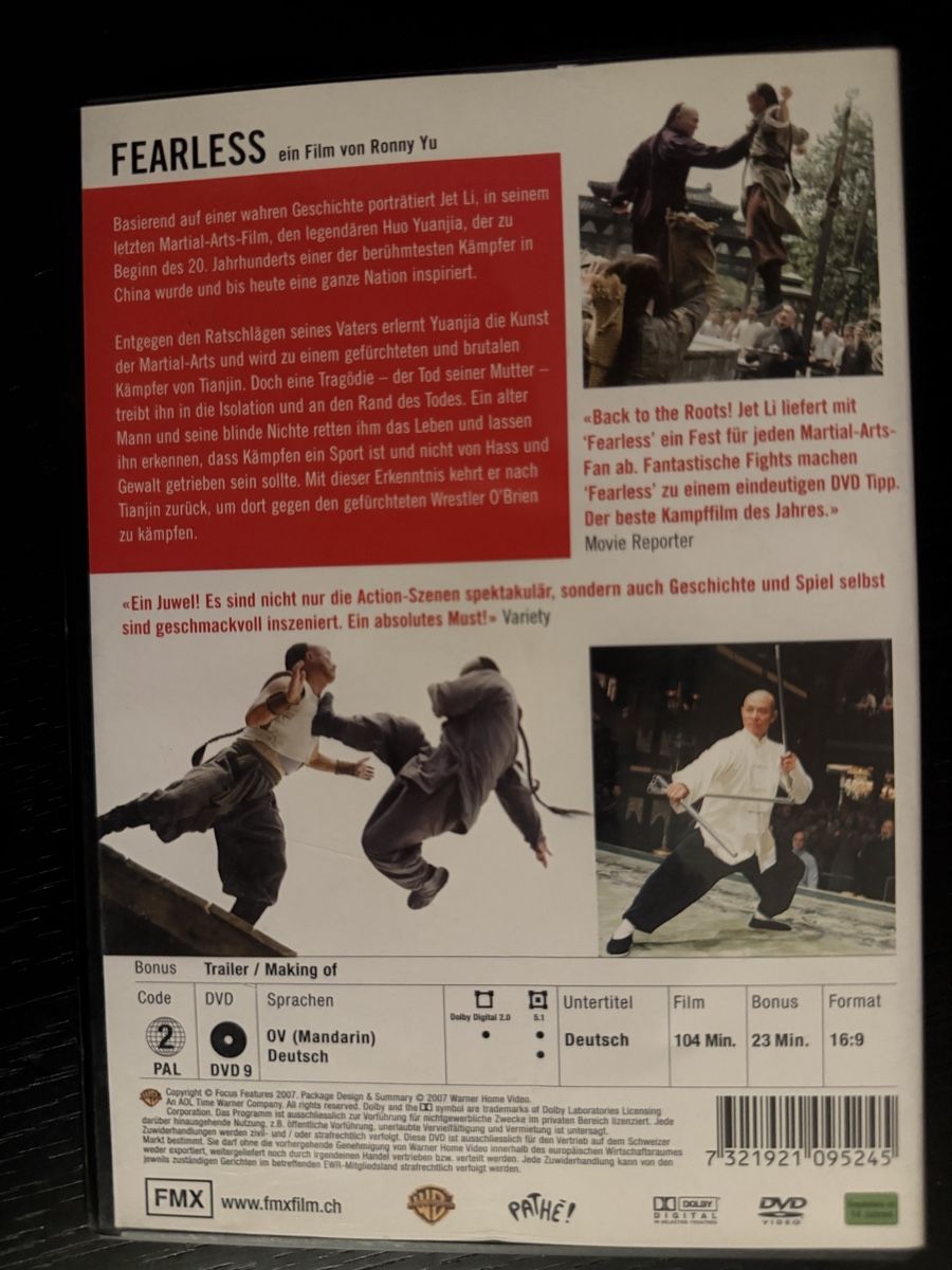 Tutti i DVDs: Fearless Jet Li guter Zustand – Usato da Lausen venduto da EisAmStiel94 1
