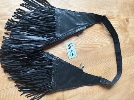 Sash Bag Black Fringe Leather Sash Bag