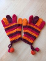 Gants tricotés en laine rayés multicolores