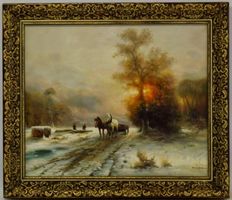 Öl Gemälde Leinwand Hamid Mehrnia (1942) – Winterlandschaft
