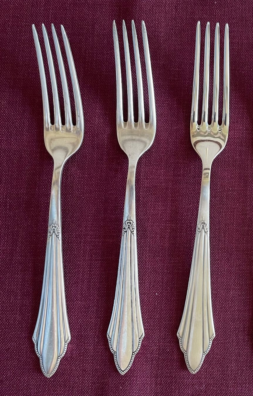 WMF Gabeln: 3 Menu Gabeln WMF Fächer 90-45 Patent versilbert – Gebraucht aus Bern von juline