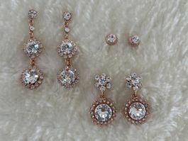 Ohrstecker-Set in Rosegold mit Swarovski-Steinen Nr. 14