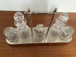 Vintage Glas Menage Set, 5-teilig, für Tisch oder Buffet