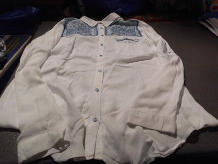 Bluse Grösse S, Saloon, weiss/oben blaue