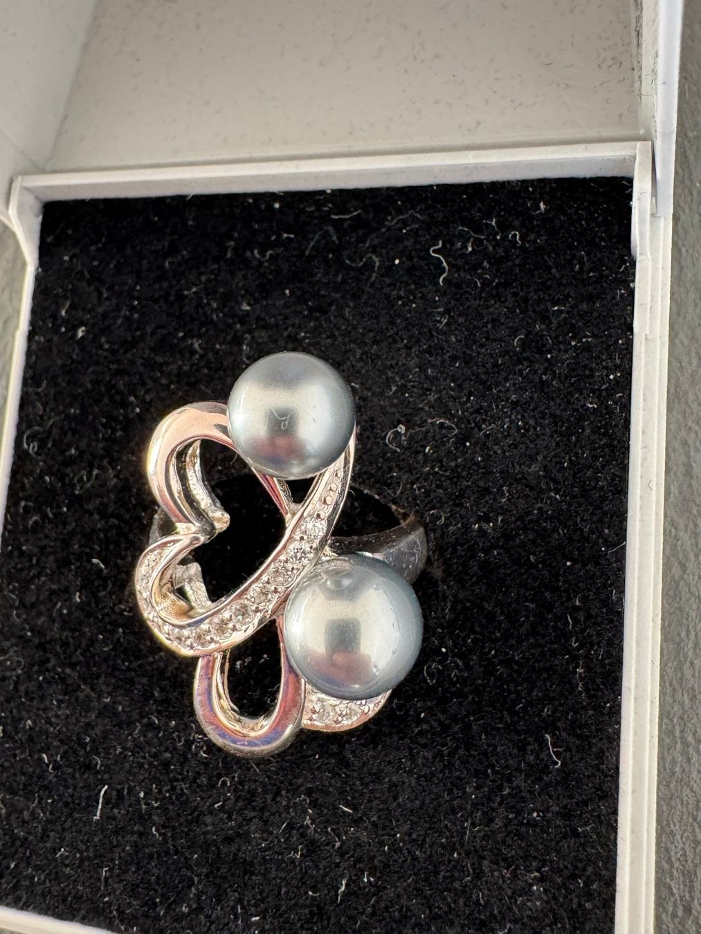 Anelli: 925 Silber Ring Herz mit Perlen RG54 17.2 mm – Nuovo (secondo la descrizione) da Wetzikon ZH venduto da GrandLux 2