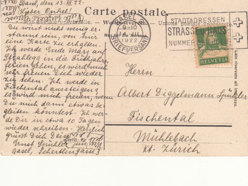 Cartoline postali: Basel St. Johannstor 1922 – Usato da Bürglen TG venduto da StampGraf 1