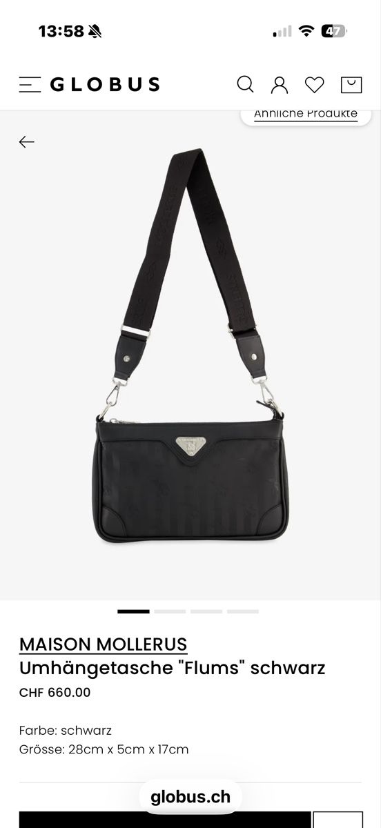 Maison Mollerus Taschen für Damen: MOLLERUS Umhängetasche "Flums" schwarz – Neu (gemäss Beschreibung) aus Basel von SibylleP