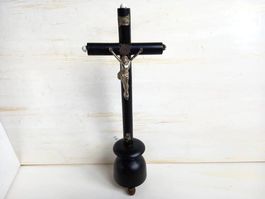 Kruzifix Kreuz Antik Holz Keramik Jesus Metall Vintage
