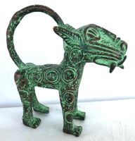 feiner alter Leopard Bronze Benin Höhe 13,5 cm