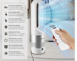 Tectake Turmventilator rotorlos mit Fernbedienung weiss