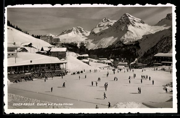 Cartoline postali: AK Inner-Arosa, Eisfeld mit Furka-Hörner – Usato da Berlin venduto da bartko-reher