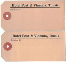 CH Ganzsache 2x Koffer Anhänger Hotel Post & Viamala Thusis