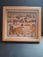 Winter Bild Schlitte mit Holz Haus  Senn Ziegen **11
