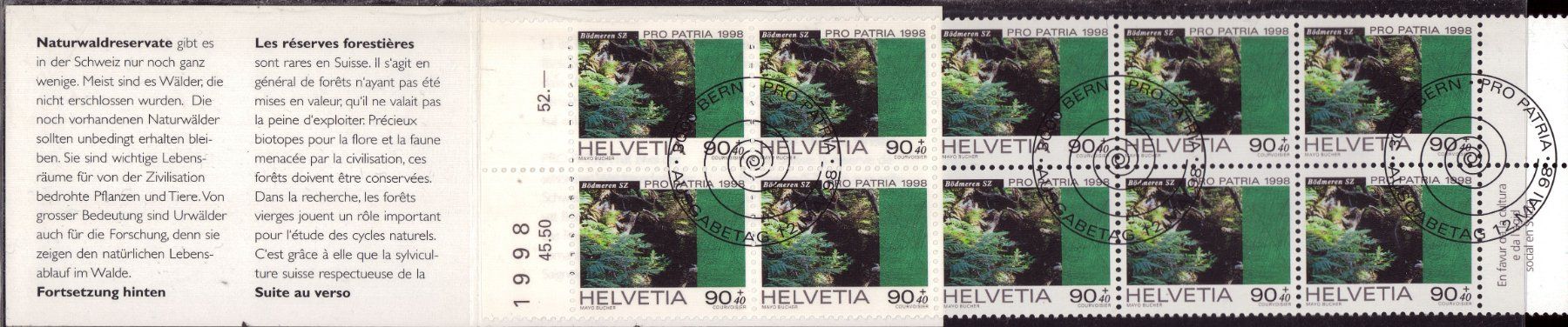 Tutti i francobolli: 1998 Pro Patria MH ES KW 30.- – Usato da Eggersriet venduto da stamp303 1