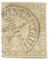 2Rp. Strubel mit Ersttags-Stempel 1. Juli 1862 (selten!)