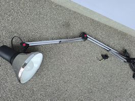 Kultige Architektenlampe Vintage silber-chrom rote Details