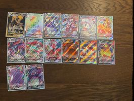 14 Pokémon V-MAX Sammelkarten + 14 Folien