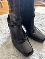 Schwarze Buffalo Lack Stiefel, Gr. 39 - Herbst/Winter
