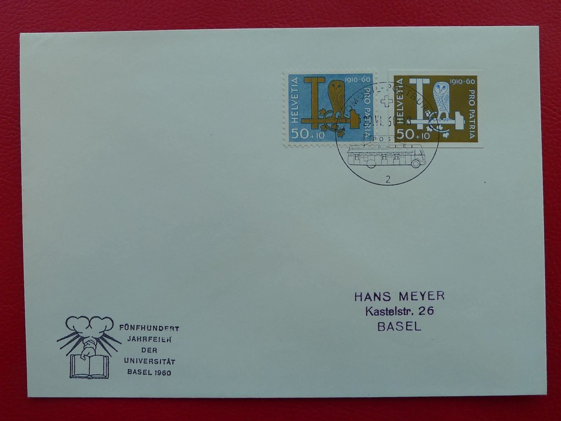 Tutti i francobolli: 1960, B100+B101 Blockausschnitt +Marke von BASEL auf BRIEF – Usato da Sursee venduto da Luzernerraute