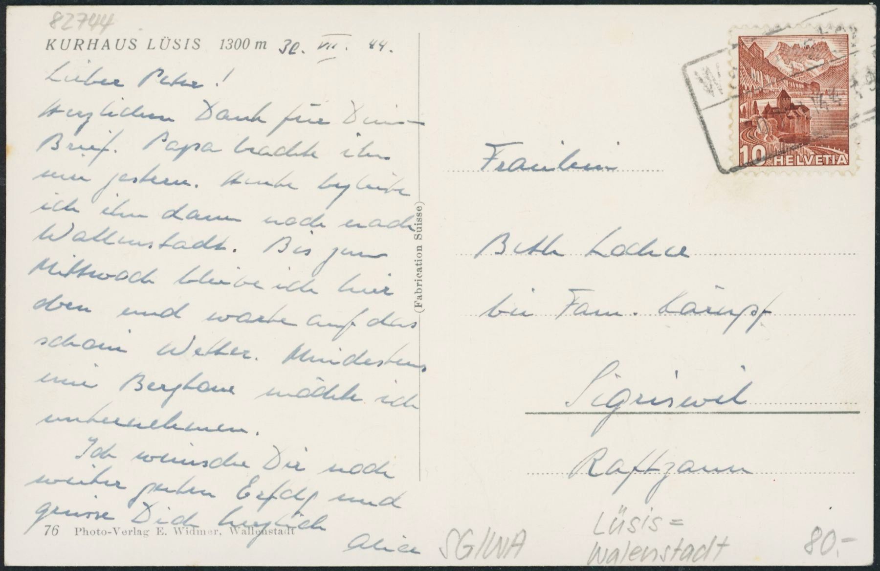 Cartes postales: SG Lüsis - Walenstadt – D'occasion à Schindellegi par leecollect 1