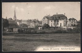AK Münster /LU, Bahnhof Quartier, 1913