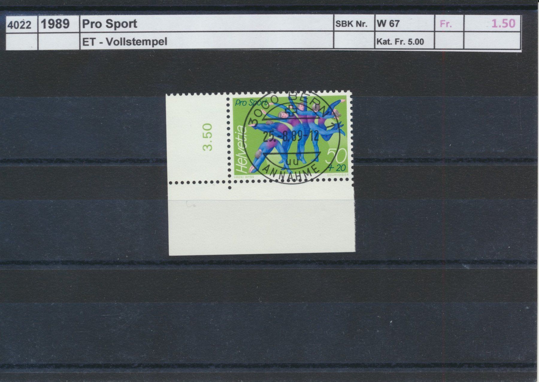 Tutti i francobolli: 1989 "Pro Sport", ET - Vollstempel – Usato da Winterthur venduto da Zupogeru