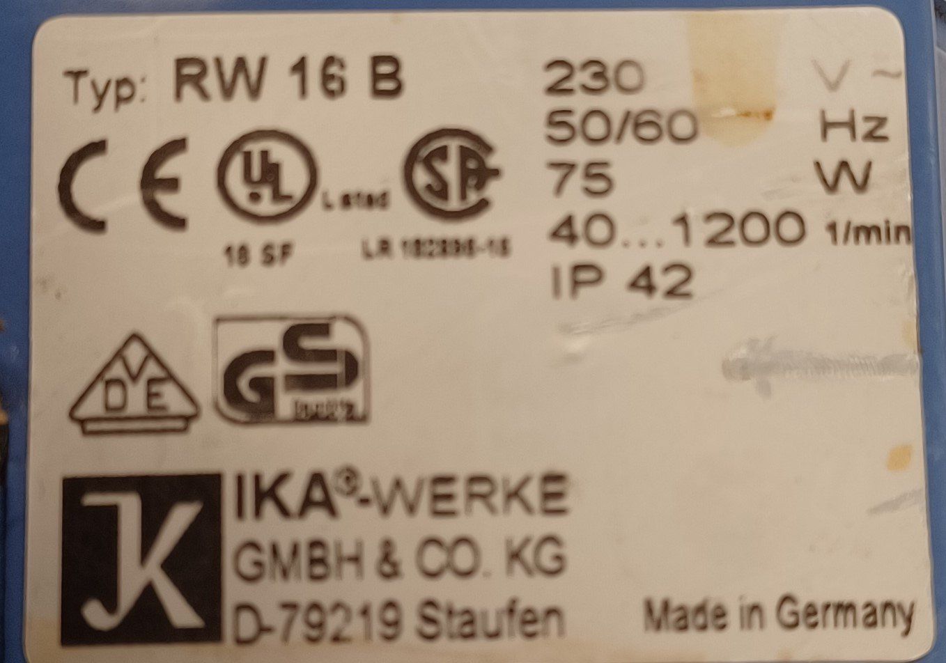 Accessori da laboratorio: IKA RW 16 B Overhead Stirrer – Usato da Niederdorf venduto da LeptonAG_Labor 6