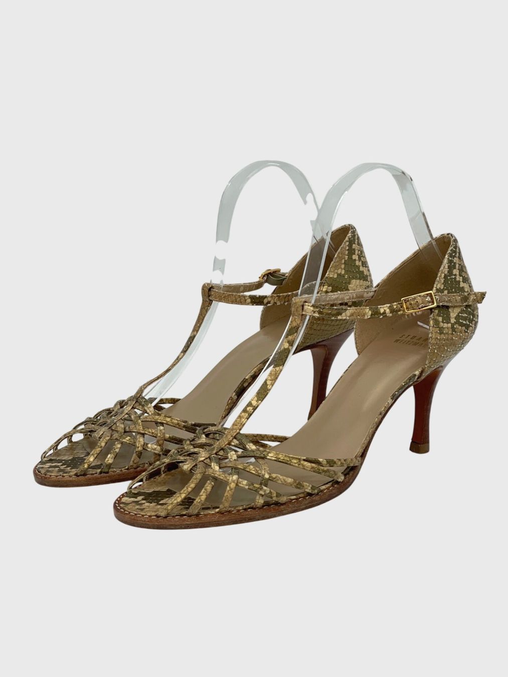 Stuart Weitzman Scarpe da donna: Stuart Weitzman Snakeskin Sandale mit Absatz EU 38 Metallic – Usato da Zürich venduto da shoe_shop 2