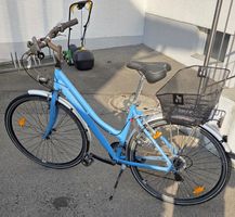 Blaues Damenvelo / Citybike mit Korb – Gebraucht )