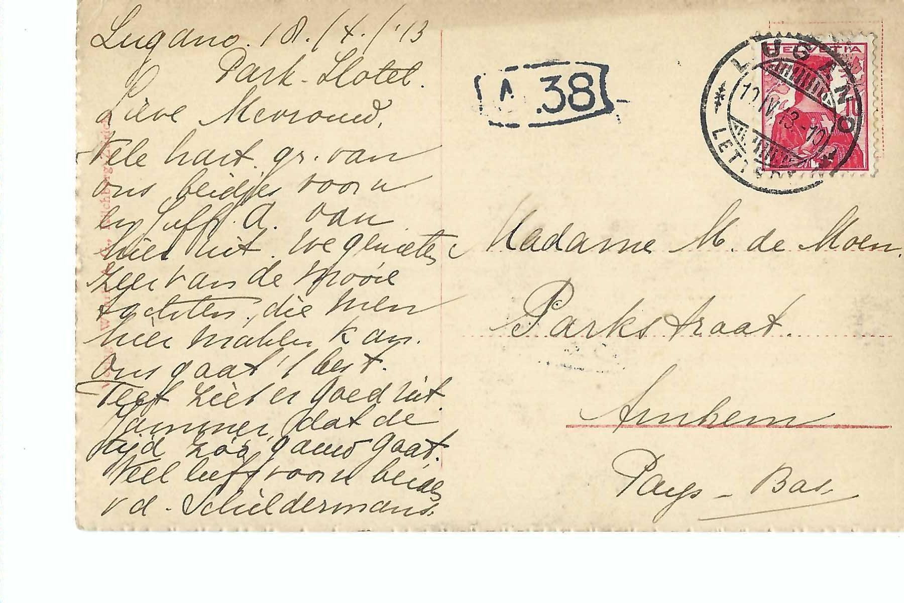 Cartoline postali: Lago di Lugano Gandria, 1913 – Usato da Thun venduto da 44wart 1