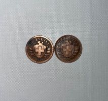 2 Rappen Helvetia Münzen, 1850 + 1938