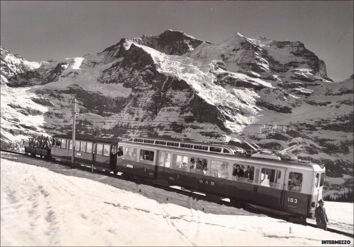 Cartoline postali: Bahn // Wengernalpbahn Zahnradbahn Jungfrau Winter – Usato da Basel venduto da intermezzo12