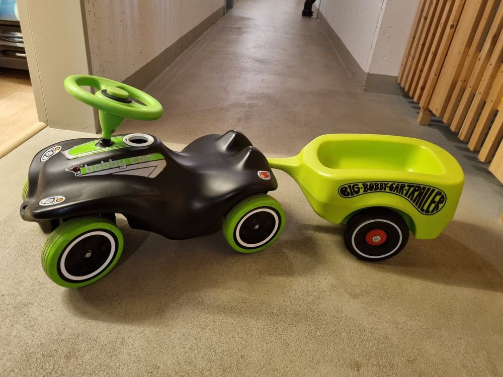 Bobbycar mit Flüsterreifen und Anhänger (grün/schwarz) | Kaufen auf Ricardo