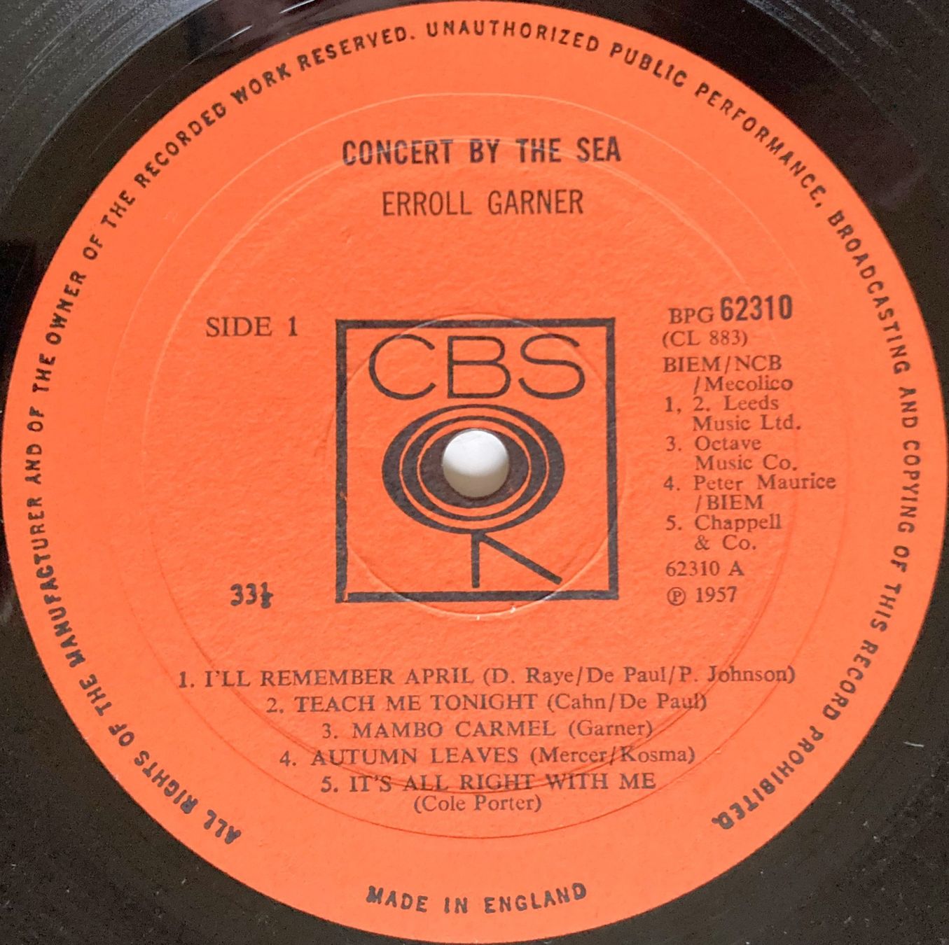 Dischi in vinile: ERROLL GARNER - CONCERT BY THE SEA – Usato da Bottens venduto da hotter-than-hell 2