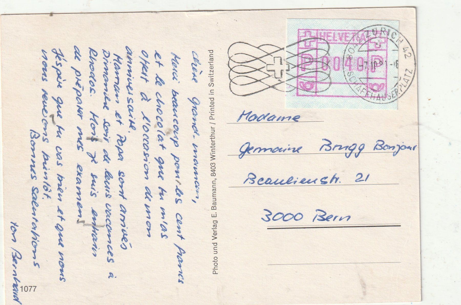 Cartes postales: Zürich M;BK – D'occasion à Lumbrein par made02 1