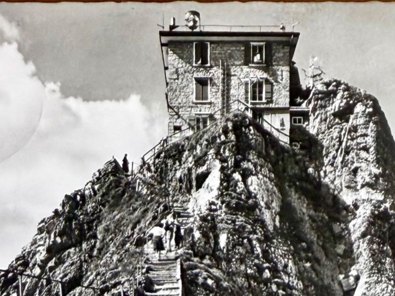 Cartoline postali: Santis - Gipfel - Observatorium - Animation 1955 – Usato da Lutry venduto da Ediego 2