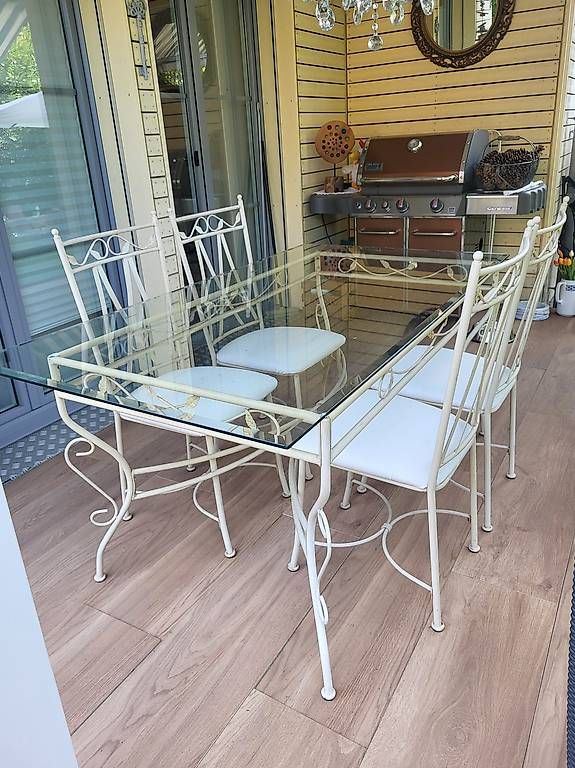 Set di tavolo e panche: Shabby chic Tisch, 4 Stühle & Konsolentisch – Usato da Henggart venduto da Purzel7798 3