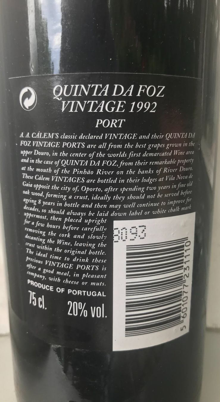Wein: Porto Calem Quinta da Foz Vintage 1992 – Neu (gemäss Beschreibung) aus Cully von Forninho 2