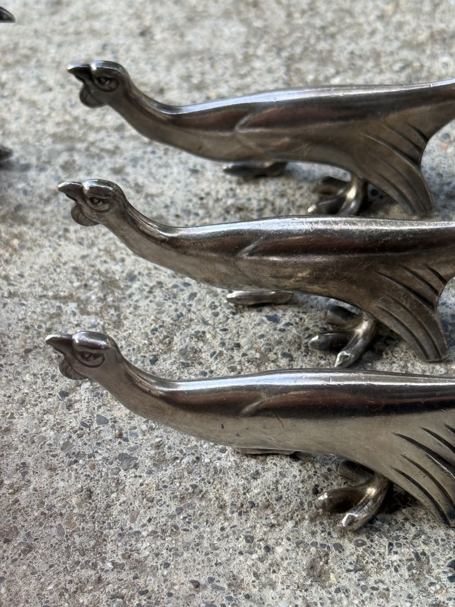 6 Messerbänke versilbert WMF 3x Pfau 3x Hahn Vintage (D'occasion) à ...