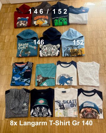 7 Hoodie & Langarm T-Shirt Gr 140 - 146 - 152