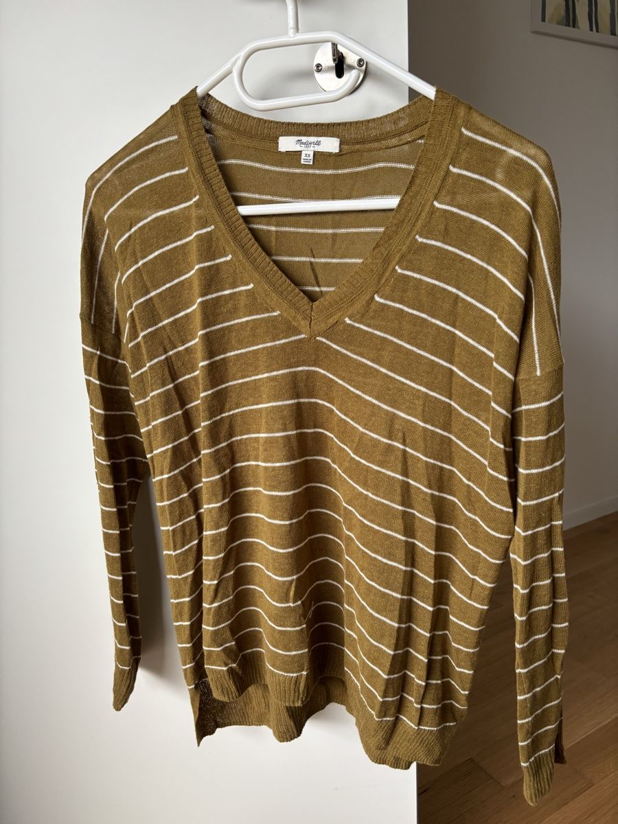 Pullover & Sweatshirts: Pullover Leinen Oliv gestreift von Madewell – Gebraucht aus Winkel von Zimtguetzli