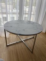 Couch-/Beistelltisch Marmoroptik rund Chromgestell neuwertig